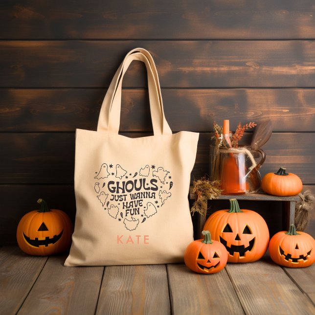 Bolso De Tela Ghouls solo quieren divertirse Groovy Halloween (Subido por el creador)