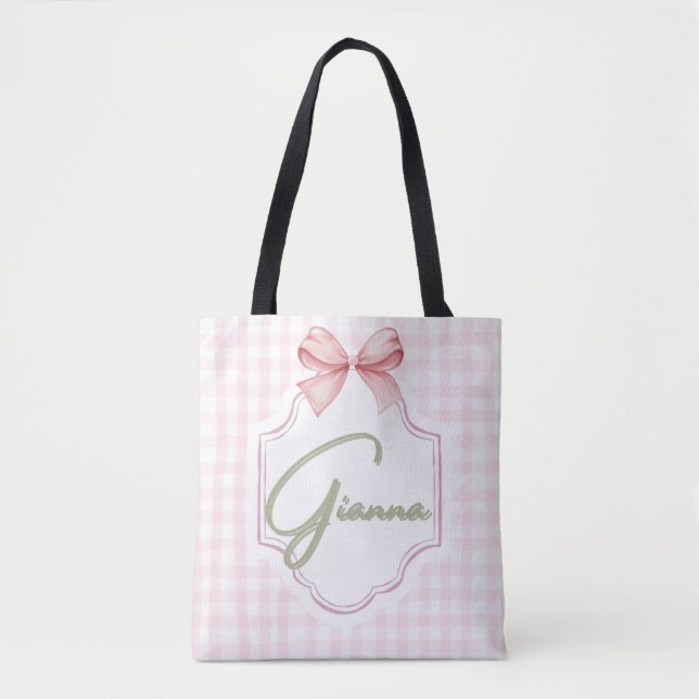 Bolso De Tela Gianna Baby Nursery Bow&Gingham (Anverso)