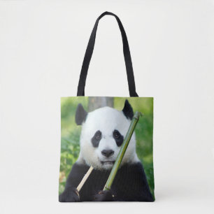 Bolso De Tela Giant Panda Holding Bamboo