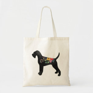 Bolso De Tela Giant Schnauzer Dog NN Boho Floral Silhouette