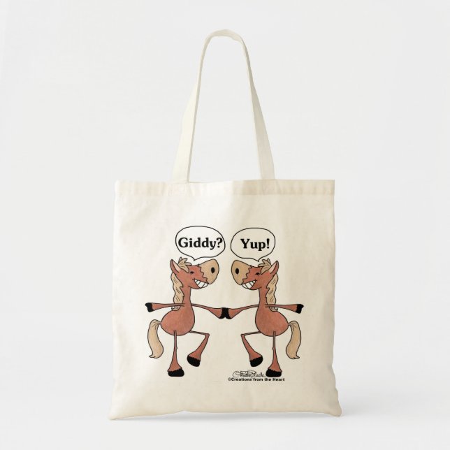 Bolso De Tela Giddy Up Horses (Frente)