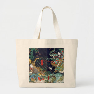 Bolso De Tela Gigante 虎 龍, 豊 国 Dragón y Tigre, Toyokuni, Ukiyo-e