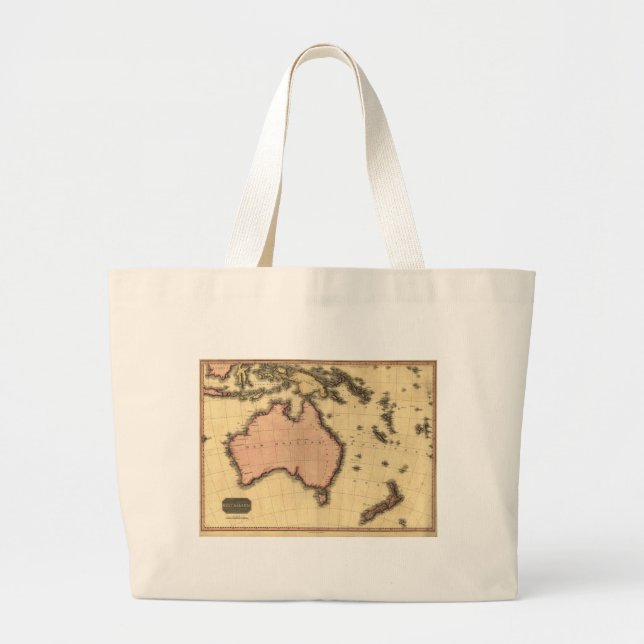 Bolso De Tela Gigante 1818 mapa de Australasia - Australia, Nueva (Frente)