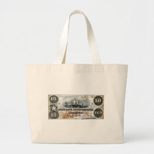 Bolso De Tela Gigante 1860 Carolina del Sur Diez Dólares Nota