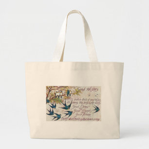 Bolso De Tela Gigante 1908 Good Wishes Blue Birds