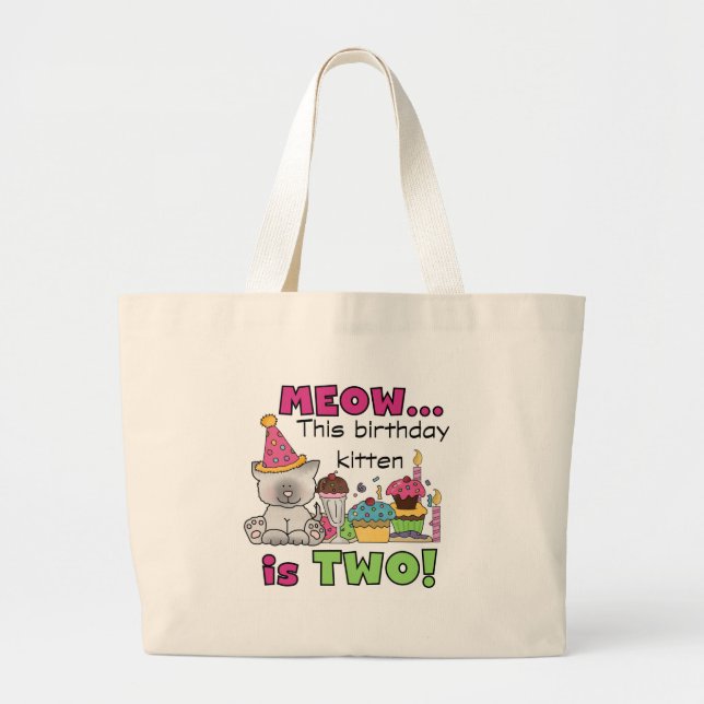 Bolso De Tela Gigante 2.º gatito de cumpleaños camisetas y regalos (Frente)