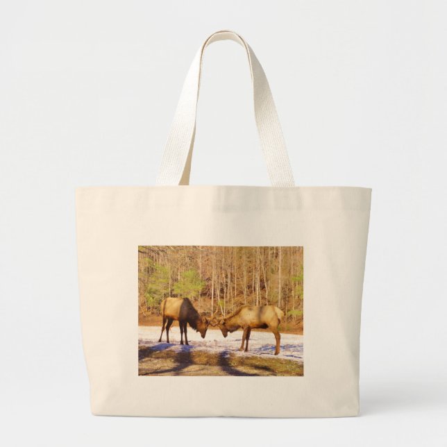 Bolso De Tela Gigante 2~ dos toros en la nieve (Frente)