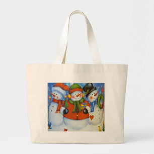 Bolso De Tela Gigante 3 Hombres felices de nieve