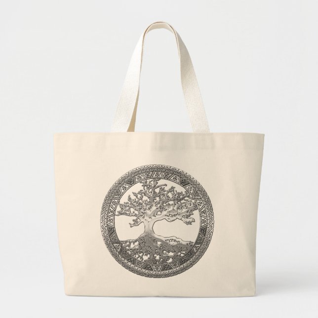 Bolso De Tela Gigante [400] Árbol celta de vida [Plata] (Frente)