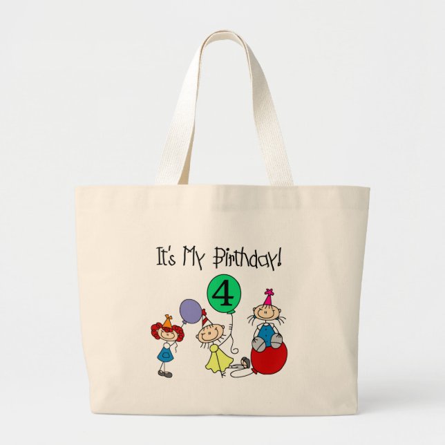 Bolso De Tela Gigante 4.º Palo Niños Fiestas Camisas de cumpleaños y reg (Frente)