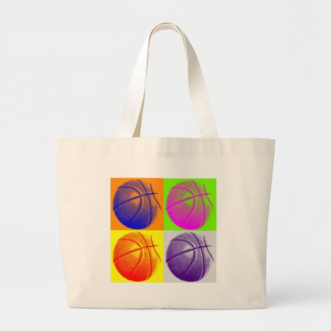 Bolso De Tela Gigante 4 Colores Pop Art Basketball (Frente)