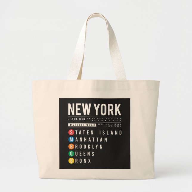 Bolso De Tela Gigante 5 distritos de Nueva York (Frente)