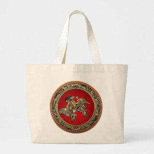 Bolso De Tela Gigante [600] Hokusai - Shoki Riding Shishi Lion