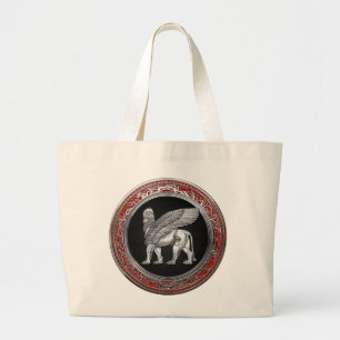 Bolso De Tela Gigante [600] León alado asirio - Plata Lamassu