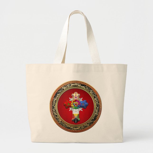 Bolso De Tela Gigante [600] Rosy Cross (Rose Croix) on Red & Gold (Frente)