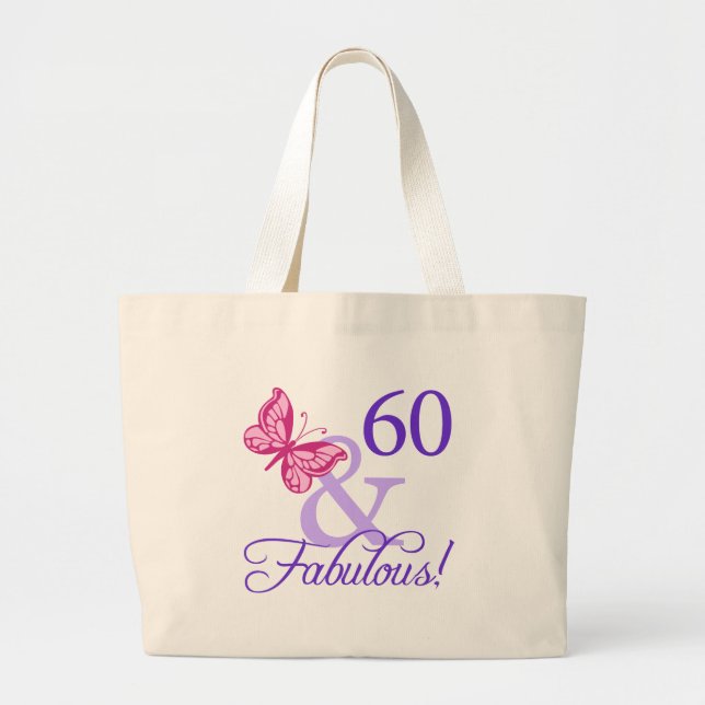 Bolso De Tela Gigante 60 Y Fabuloso Cumpleaños (Frente)