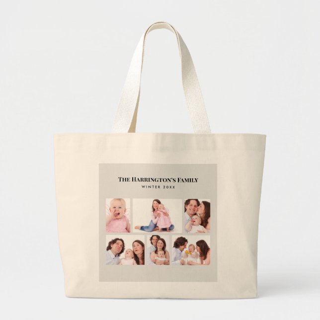 Bolso De Tela Gigante 6 secciones Personalizado foto marcos grises Minim (Frente)
