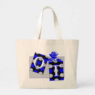 Bolso De Tela Gigante a letra bloques azul y gris