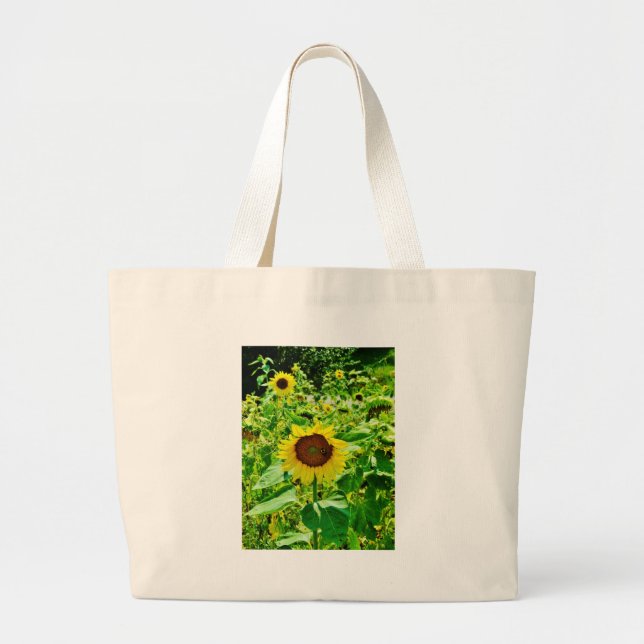 Bolso De Tela Gigante Abeja en el girasol amarillo (Frente)