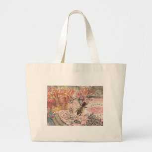 Bolso De Tela Gigante Abeja Reina Vintage Hermoso Collage