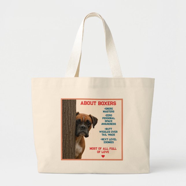 Bolso De Tela Gigante About Boxers Funny & Loving Boxer Dog Quote Design (Frente)