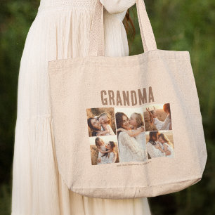 Bolso De Tela Gigante Abuela 5 Collage de Fotos Personalizado