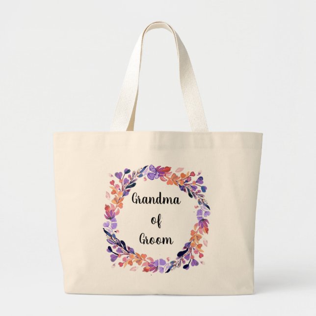 Bolso De Tela Gigante Abuela De Floral Wreath De Groom (Frente)