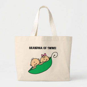 Bolso De Tela Gigante Abuela de los guisantes de los gemelos en