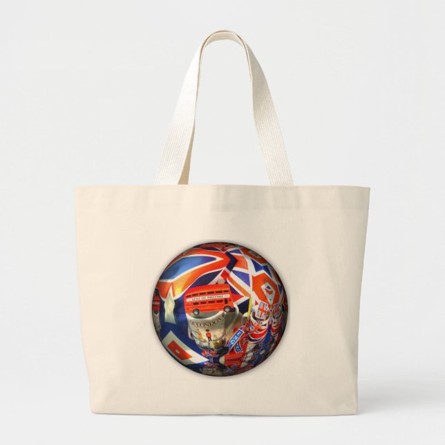 Bolso De Tela Gigante Accesorios de arte de collage de Inglaterra Patrió (Frente)