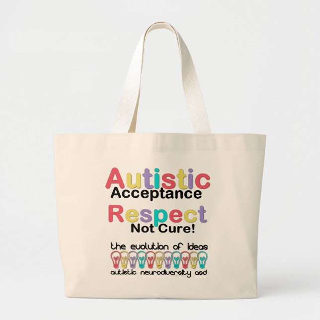 Bolso De Tela Gigante Aceptación autista Respeto No Cura (Frente)