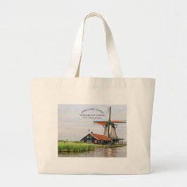 Bolso De Tela Gigante Acuarela del Molino de Viento de Zaanse Schans Hol