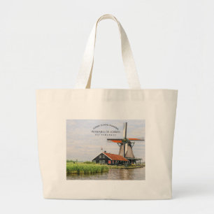 Bolso De Tela Gigante Acuarela del Molino de Viento de Zaanse Schans Hol