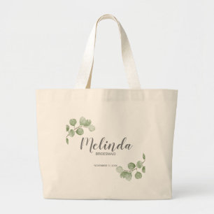 Bolso De Tela Gigante Acuarela Eucalipto Dama de Honor Personalizada Nom