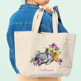 Bolso De Tela Gigante Acuarela Floral Semana Santa Conejo Conejo Persona