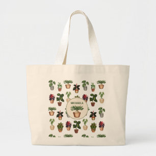 Bolso De Tela Gigante Acuarela Plantas Potadas Terracotta Nombre de olla