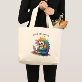 Bolso De Tela Gigante Acuarela Rainbow Cute Slote Computing