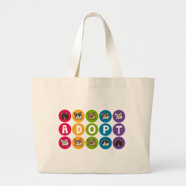 Bolso De Tela Gigante Adopte el arco iris Frenchie (Frente)