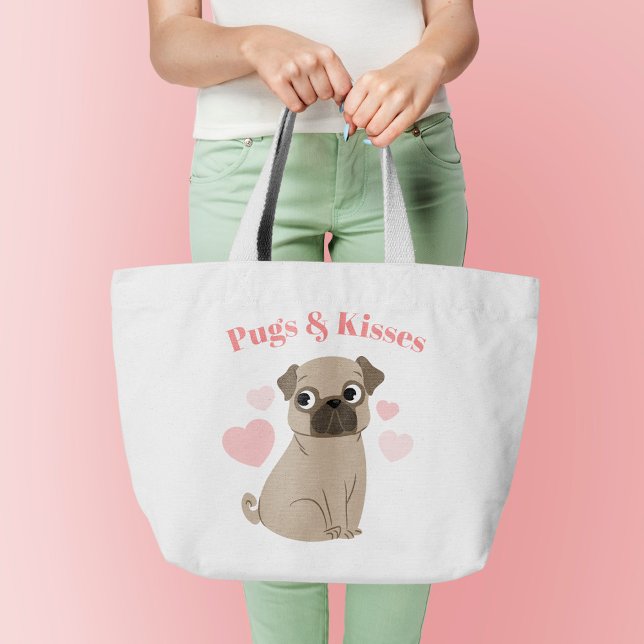 Bolso De Tela Gigante Adorable cachorro "Pugs and Kiss" (Subido por el creador)
