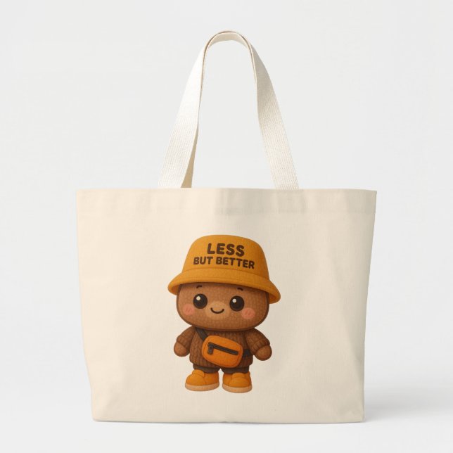 Bolso De Tela Gigante Adorable "Less But Better" Bear Eco-Friendly Tote (Frente)