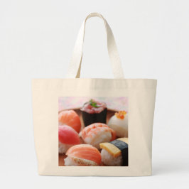 Bolso De Tela Gigante Adorable Sushi Selection on Wooden Plate Tote