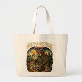 Bolso De Tela Gigante Adventure Awaits - Cute Hiking Bear Vintage Illust