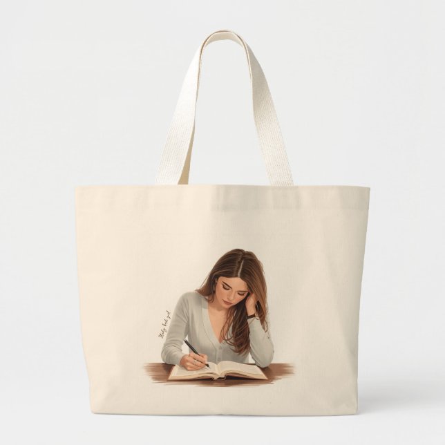 Bolso De Tela Gigante Aesthetic Woman Writing Illustration Tote Bag (Frente)