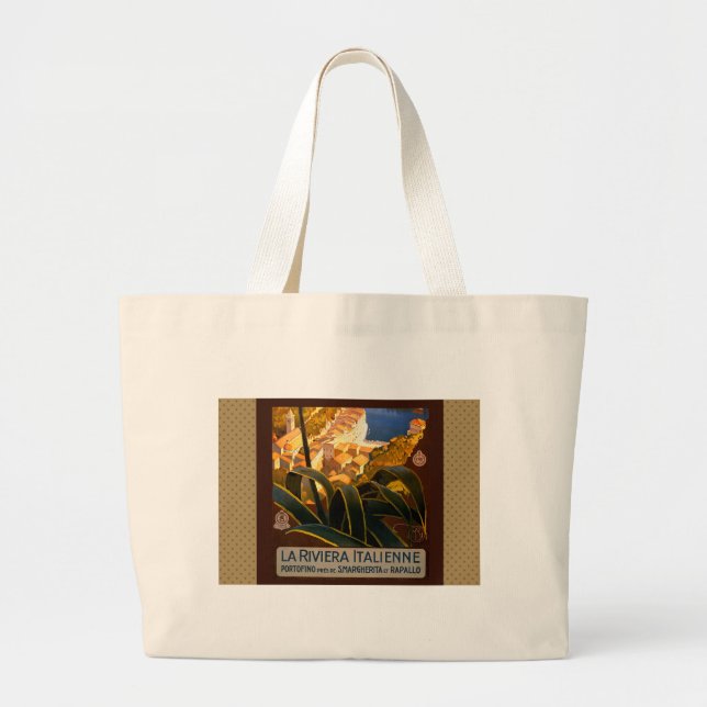 Bolso De Tela Gigante Afiche de viaje de la Riviera Italiana Europa Ital (Frente)
