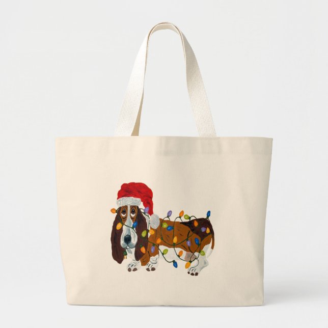 Bolso De Tela Gigante Afloramiento enredado en luces de navidad (Frente)