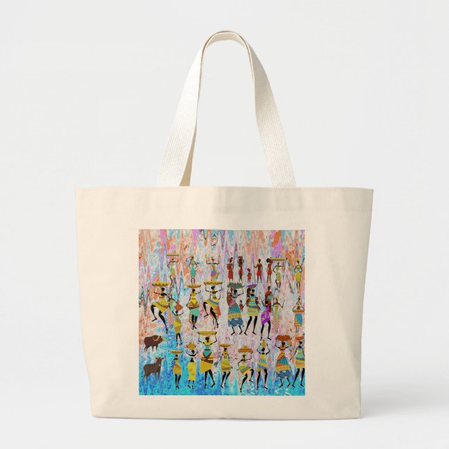Bolso De Tela Gigante African Village (Frente)