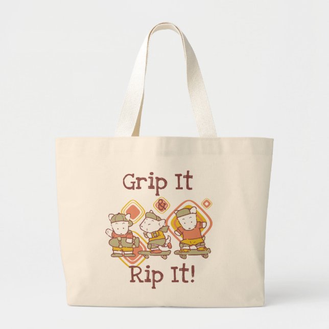 Bolso De Tela Gigante Agárrelo y rasgúelo que anda en monopatín (Frente)