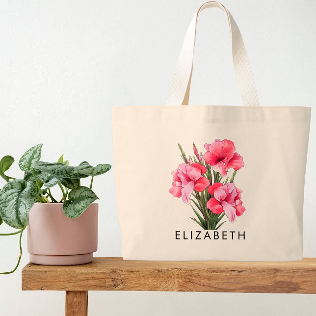 Bolso De Tela Gigante Agosto Mes de Nacimiento Flor Regalo Personalizado (Subido por el creador)