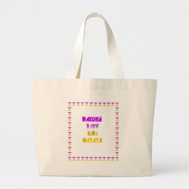 Bolso De Tela Gigante Agradable Hakuna Matata Púrpura y Amarillo Niños G (Frente)