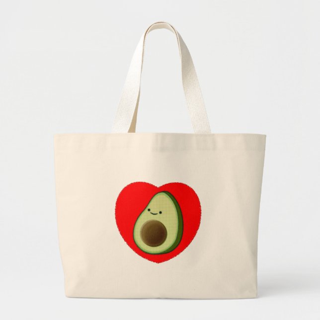 Bolso De Tela Gigante Aguacate lindo en el corazón rojo (Frente)