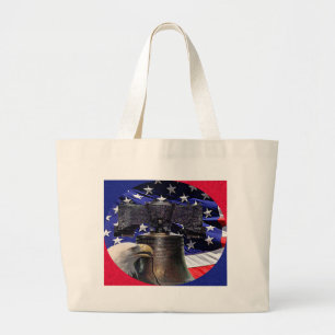 Bolso De Tela Gigante Águila calva americana, campanilla y bandera